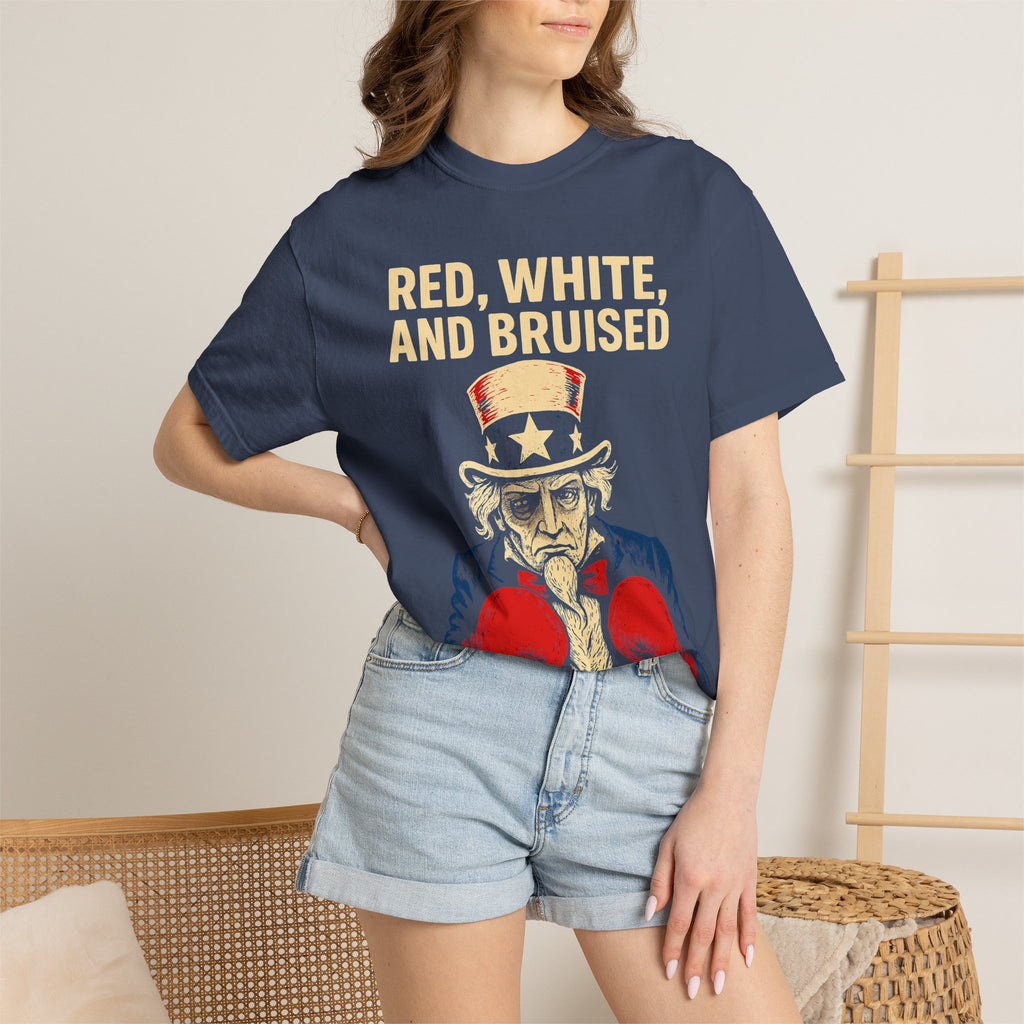 "RED, WHITE, AND BRUISED" Unisex Garment-Dyed T-shirt