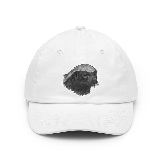 Color: White | Pencil Sketch Art Honey Badger Dad Hat — Graphic