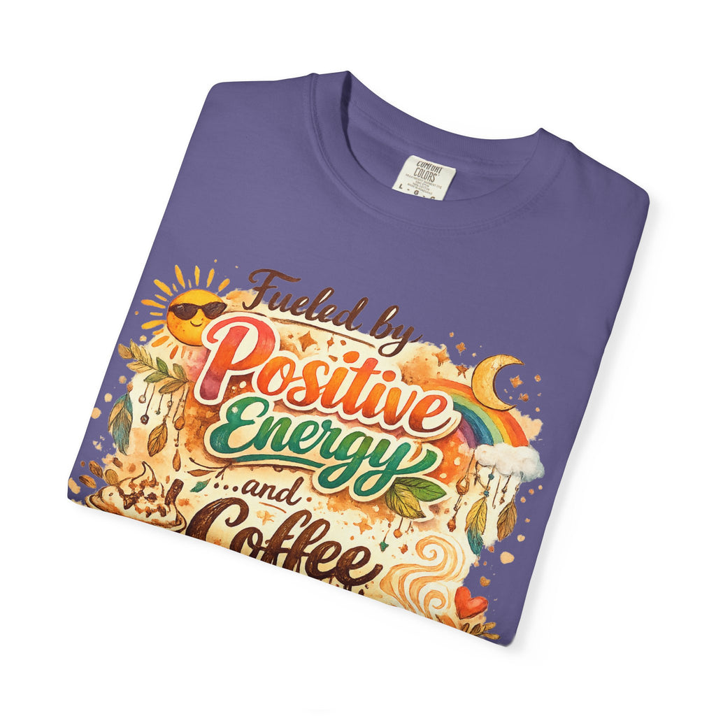 "Fueled by Positive Energy and Coffee T-Shirt" Unisex Garment-Dyed T-shirt
