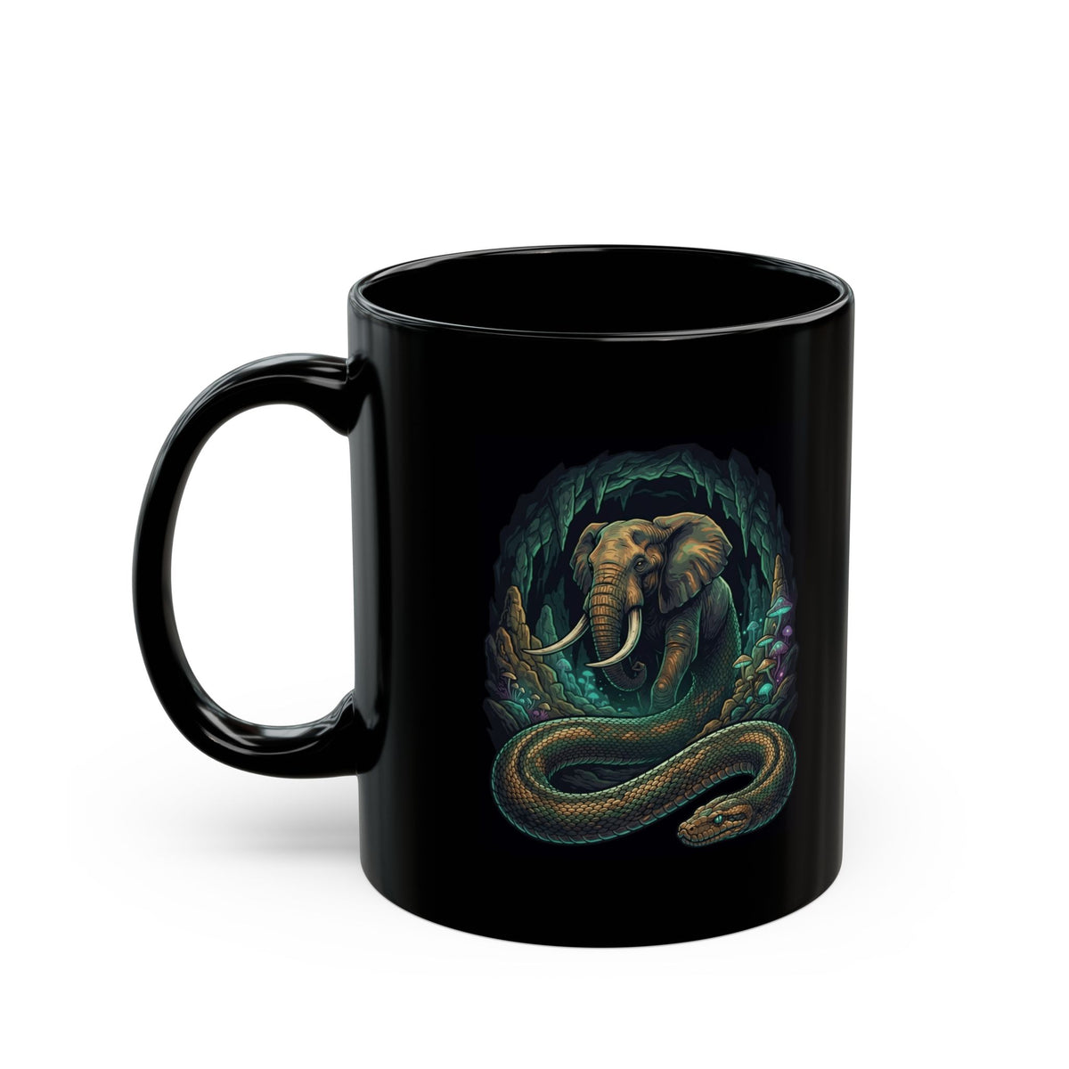 "Grootslang (South African Mythology)" Black Ceramic Mug