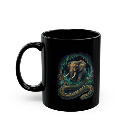 "Grootslang (South African Mythology)" Black Ceramic Mug