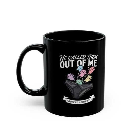 "Good Book Series He Called Them Out Of Me" Black Ceramic Mug