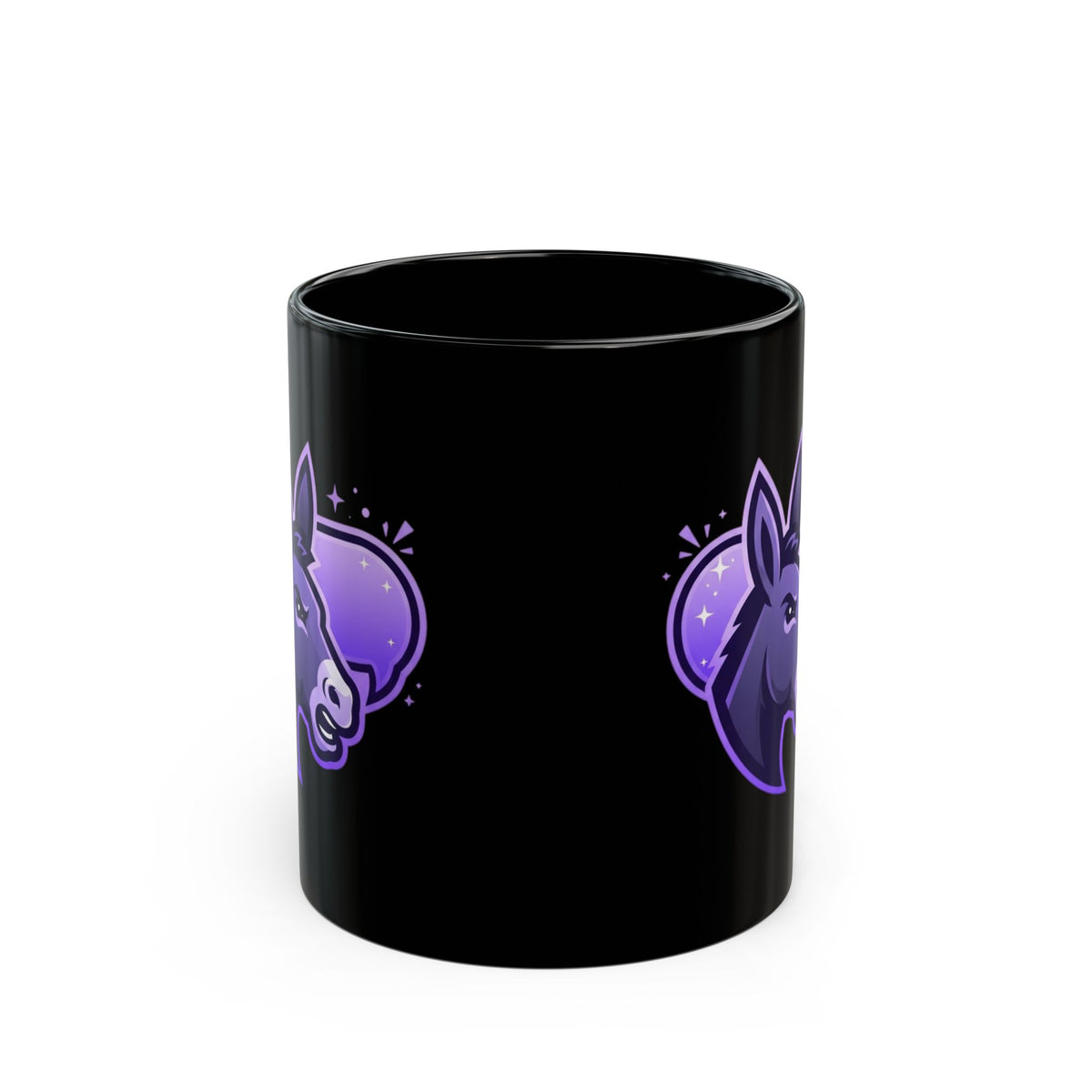 "Good Book Series Obstinate Animals & Angels With Swords" Black Ceramic Mug — Graphic