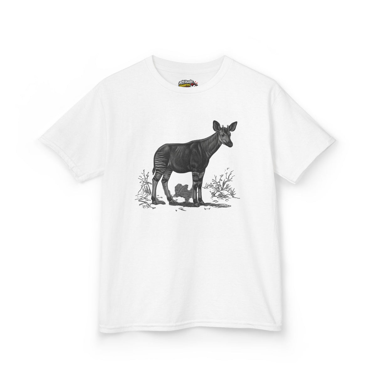 "Pencil Sketch Art Okapi" Kids Tee