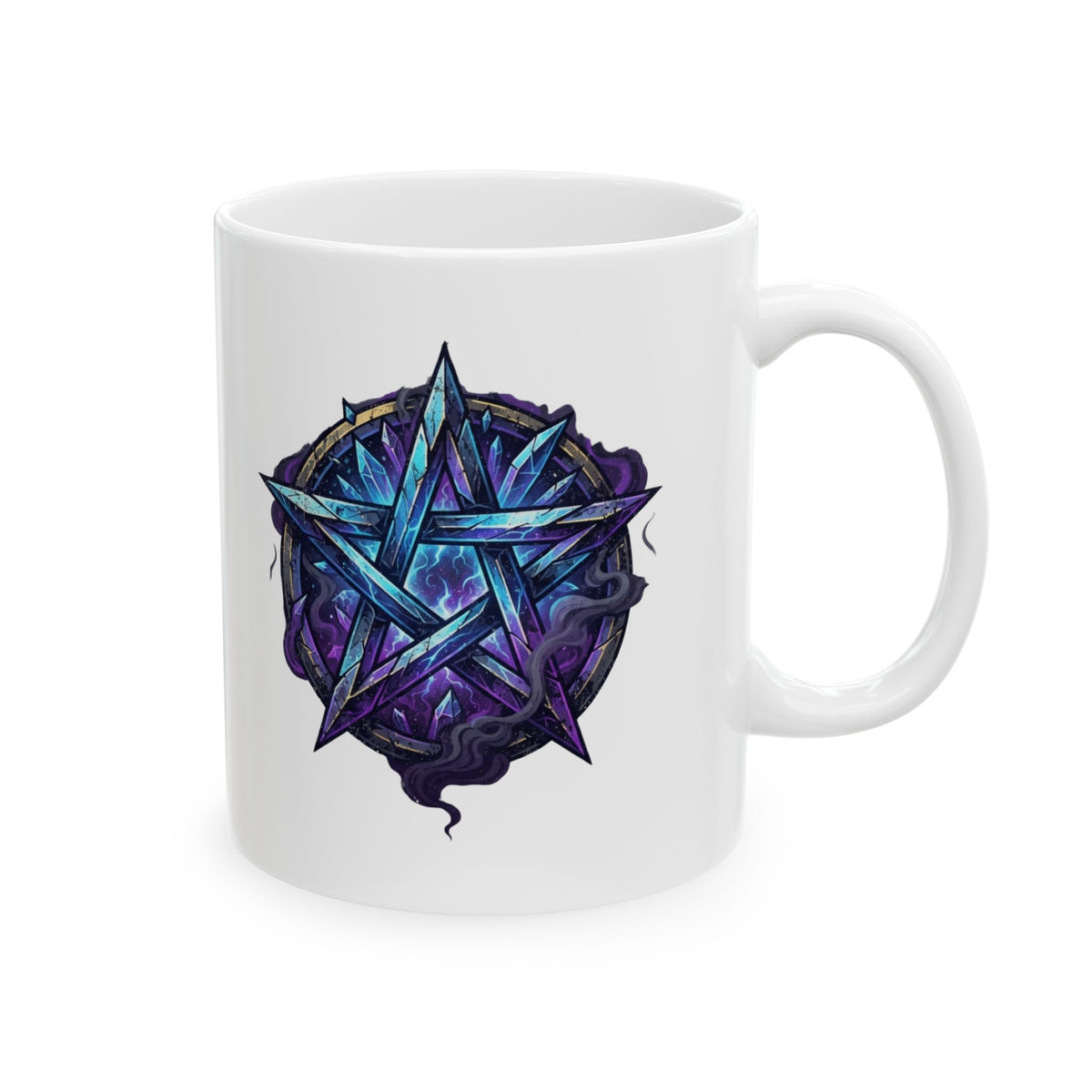 "Cosmic Spectrum Pentacle" White Ceramic Mug — Graphic