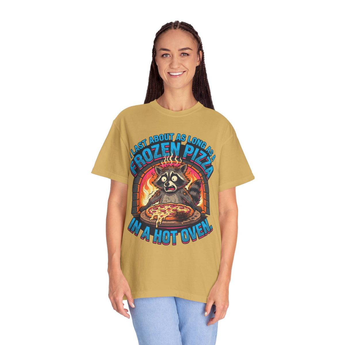 Color: Mustard | Frozen Pizza in a Hot Oven Unisex Garment-Dyed Tee