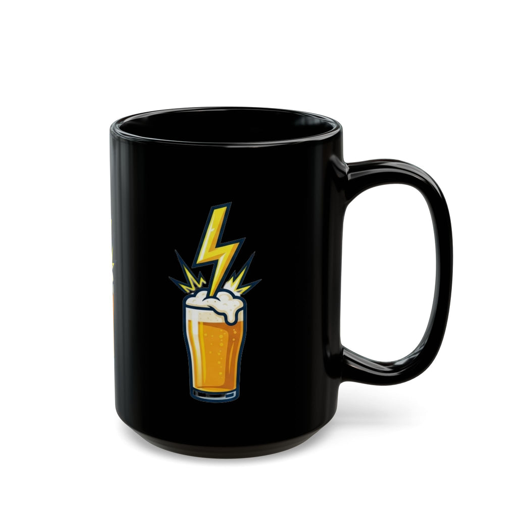"Static Electricity Brewing" Black Ceramic Mug — Graphic