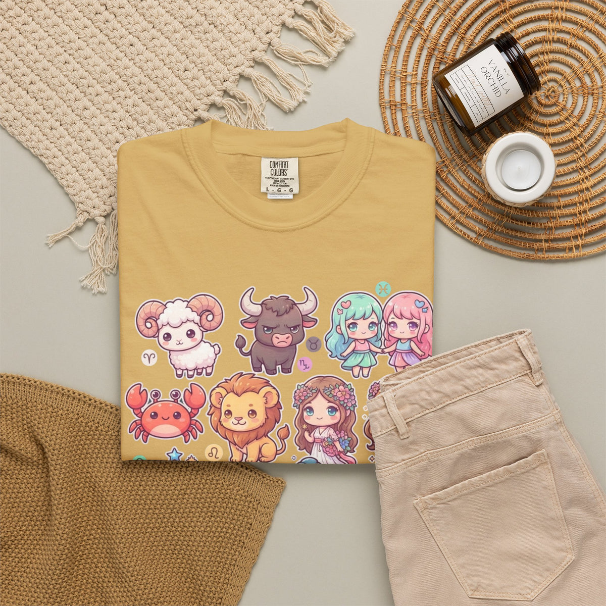 "Cute Chibi Zodiac" Unisex Garment-Dyed Tee