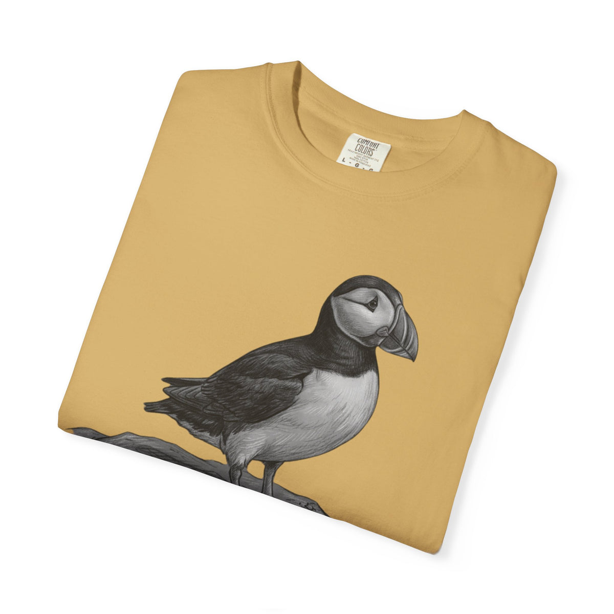"Pencil Sketch Art Puffin" Unisex Garment-Dyed Tee