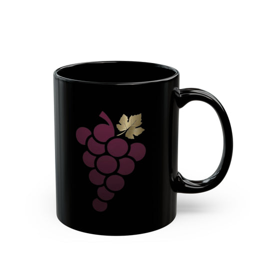 "Grateful for the Carbernet" Black Ceramic Mug — Graphic