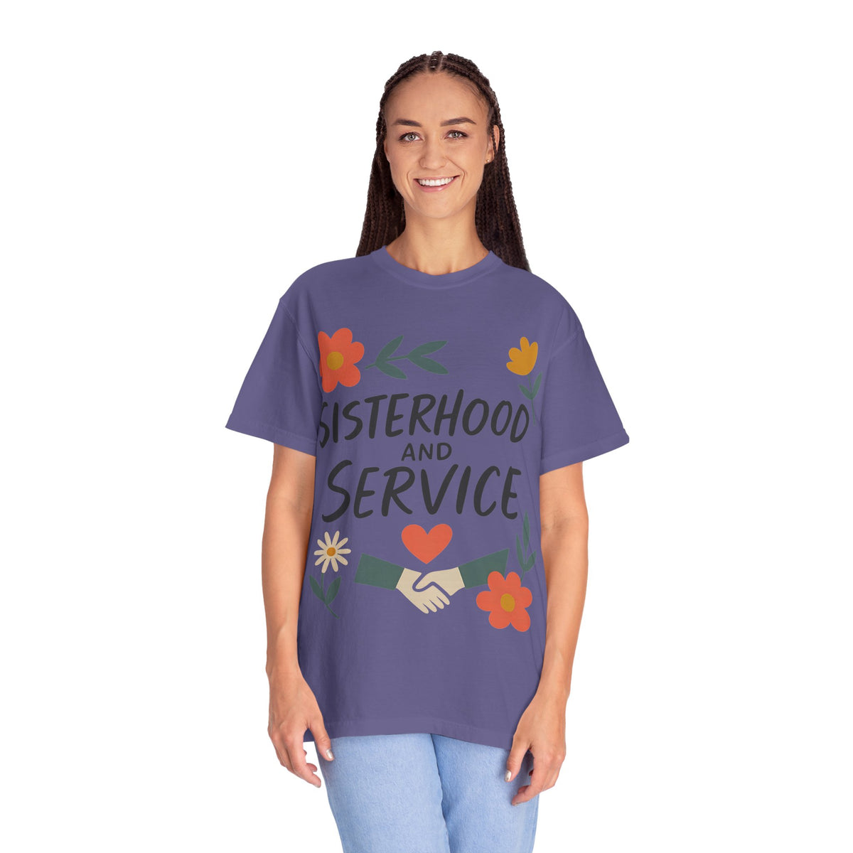 Color: Grape | Sisterhood and Service Unisex Garment-Dyed T-shirt
