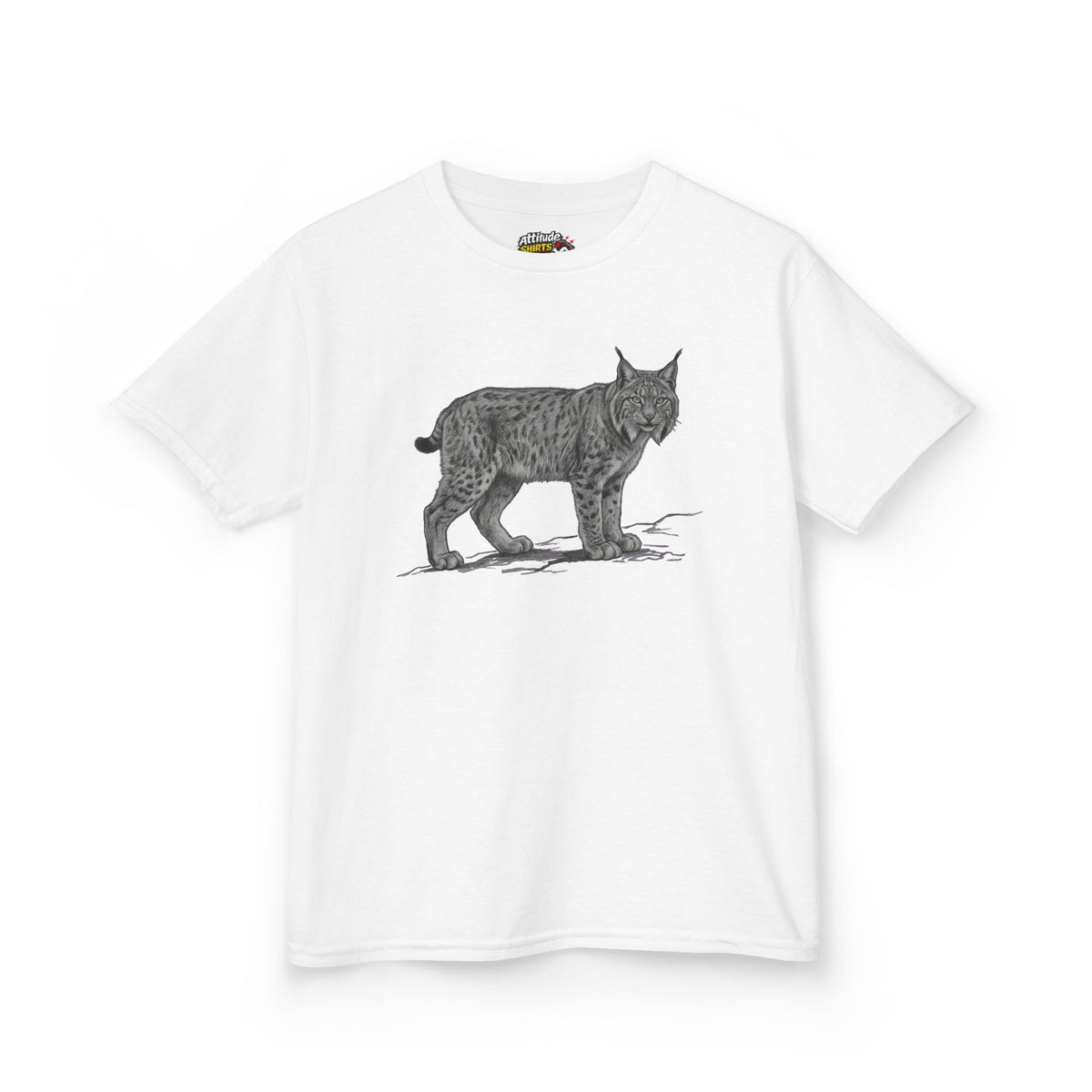 "Pencil Sketch Art Lynx" Kids Tee