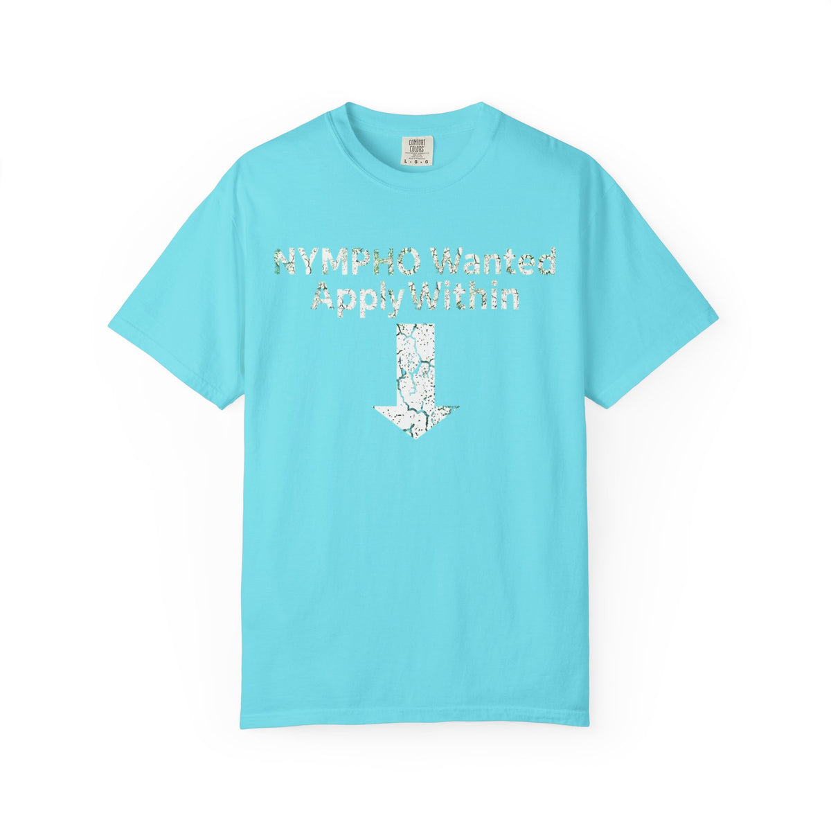 Color: Lagoon Blue | Nympho Wanted Apply Within Unisex Garment-Dyed Tee