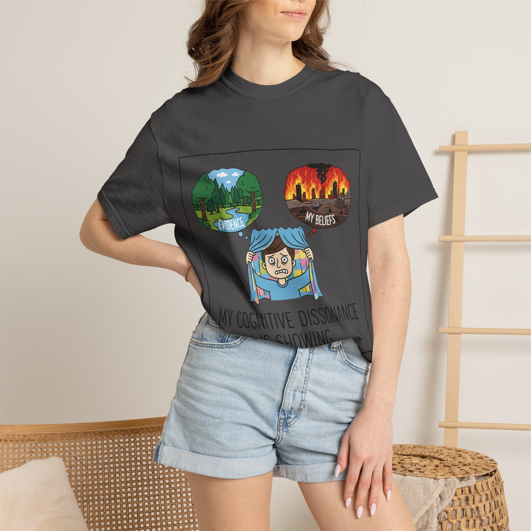 "My Cognitive Dissonance Is Showing" Unisex Garment-Dyed T-shirt