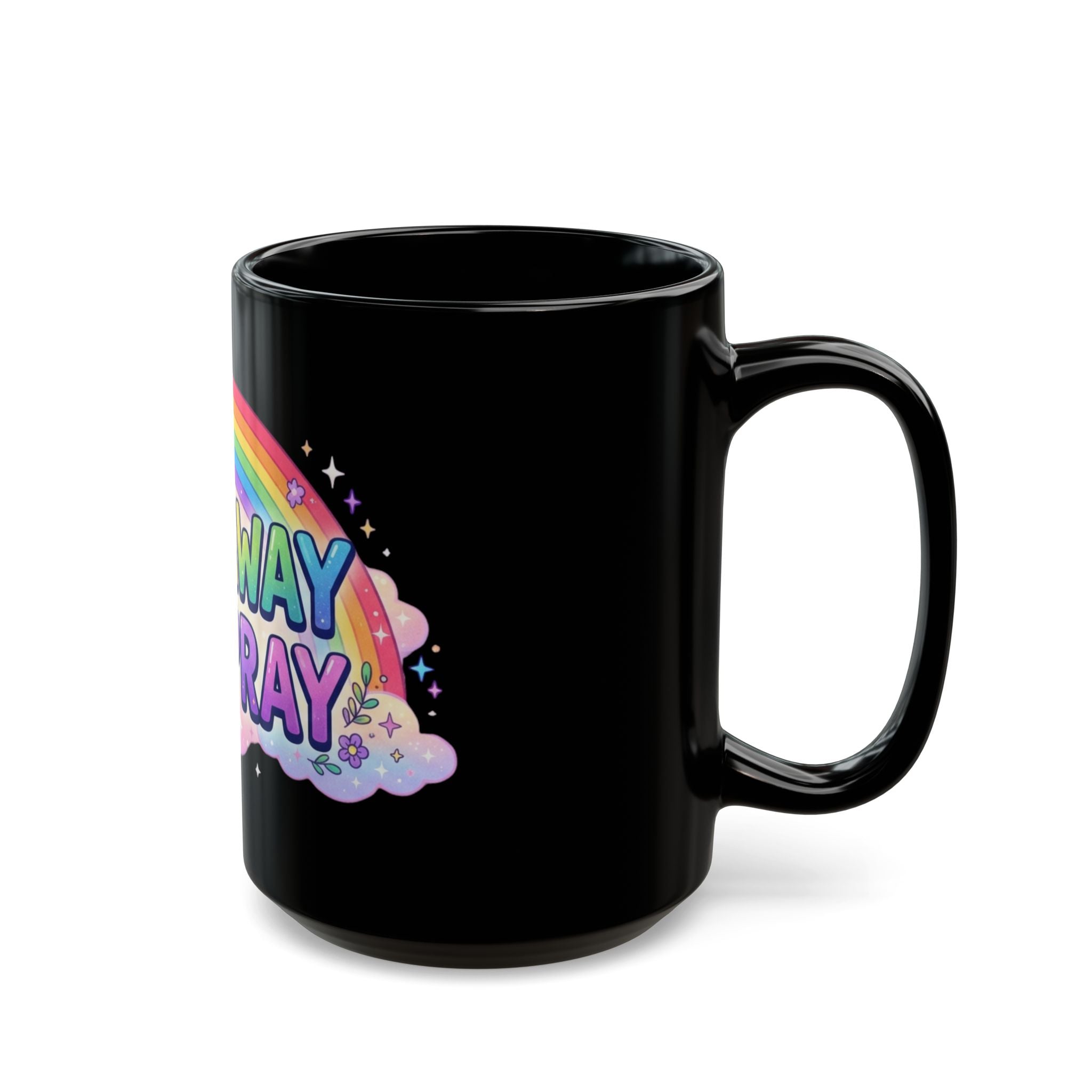 "Gay Away The Pray" Black Ceramic Mug