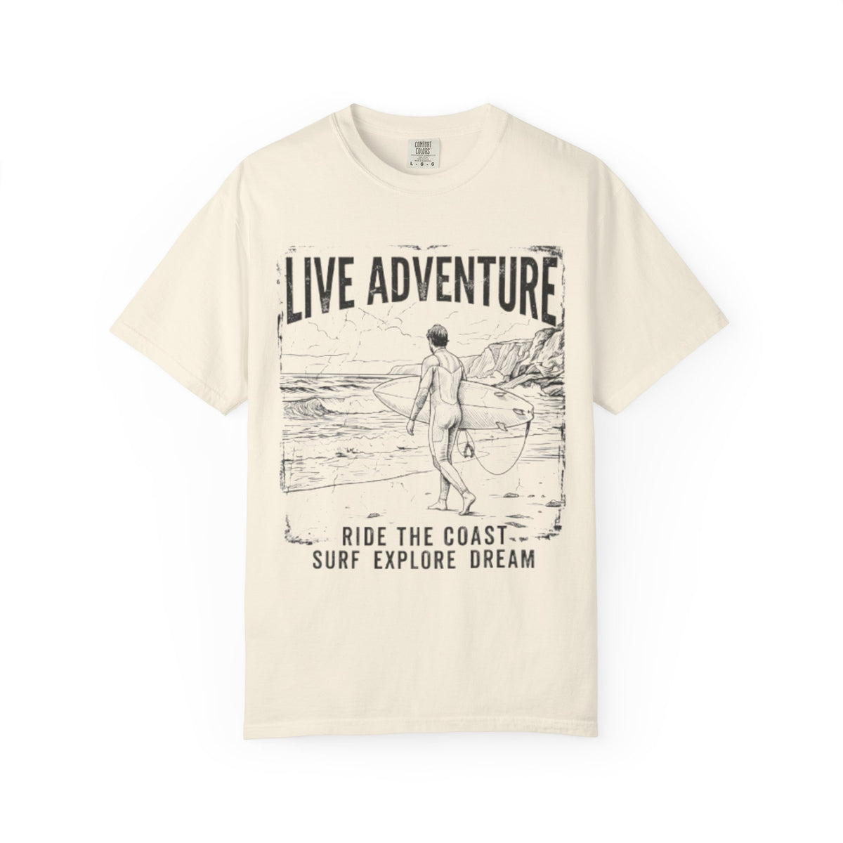Color: Ivory | Live Adventure - Surf Unisex Garment-Dyed Tee