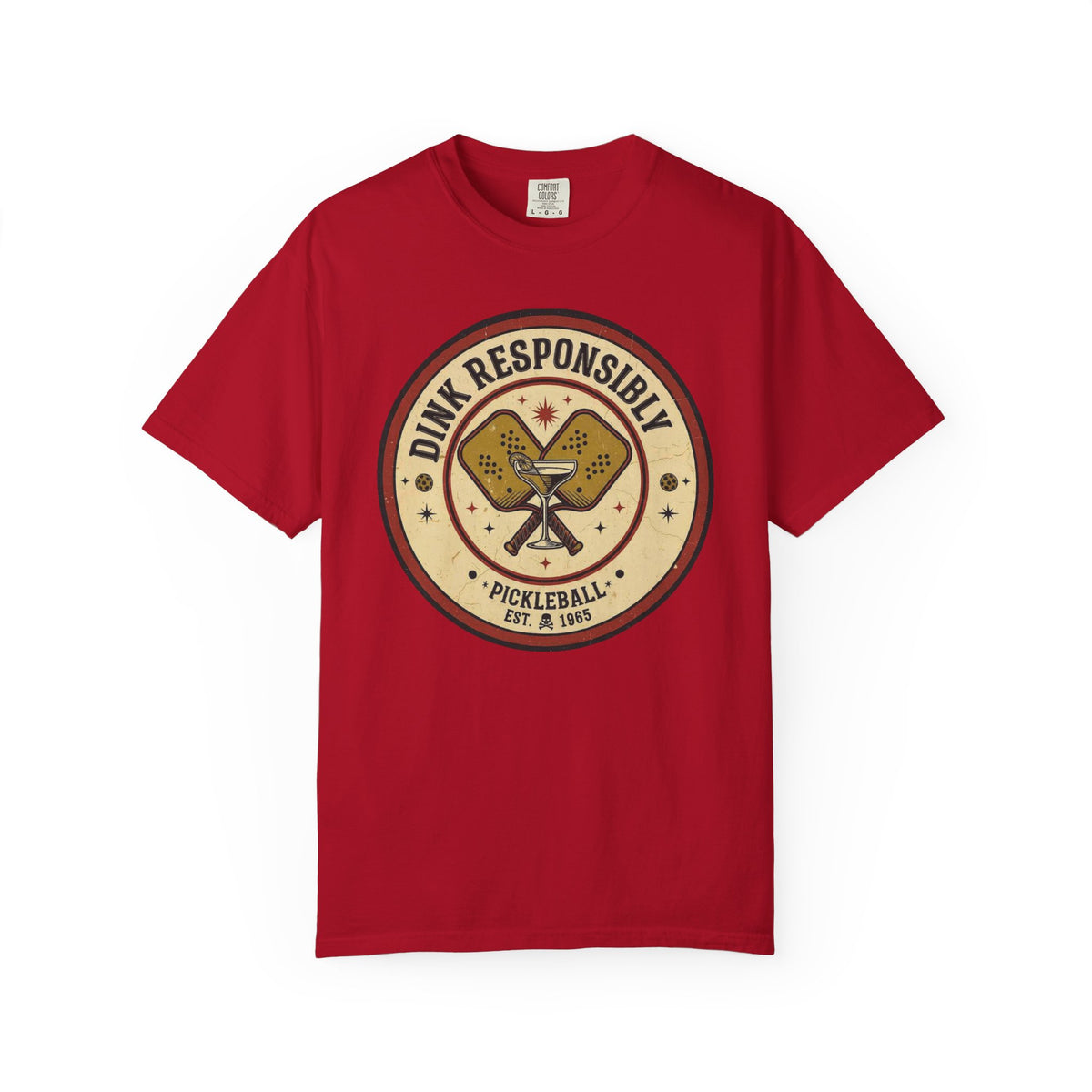 Color: Red | Dink Responsibly 3 Unisex Garment-Dyed T-shirt