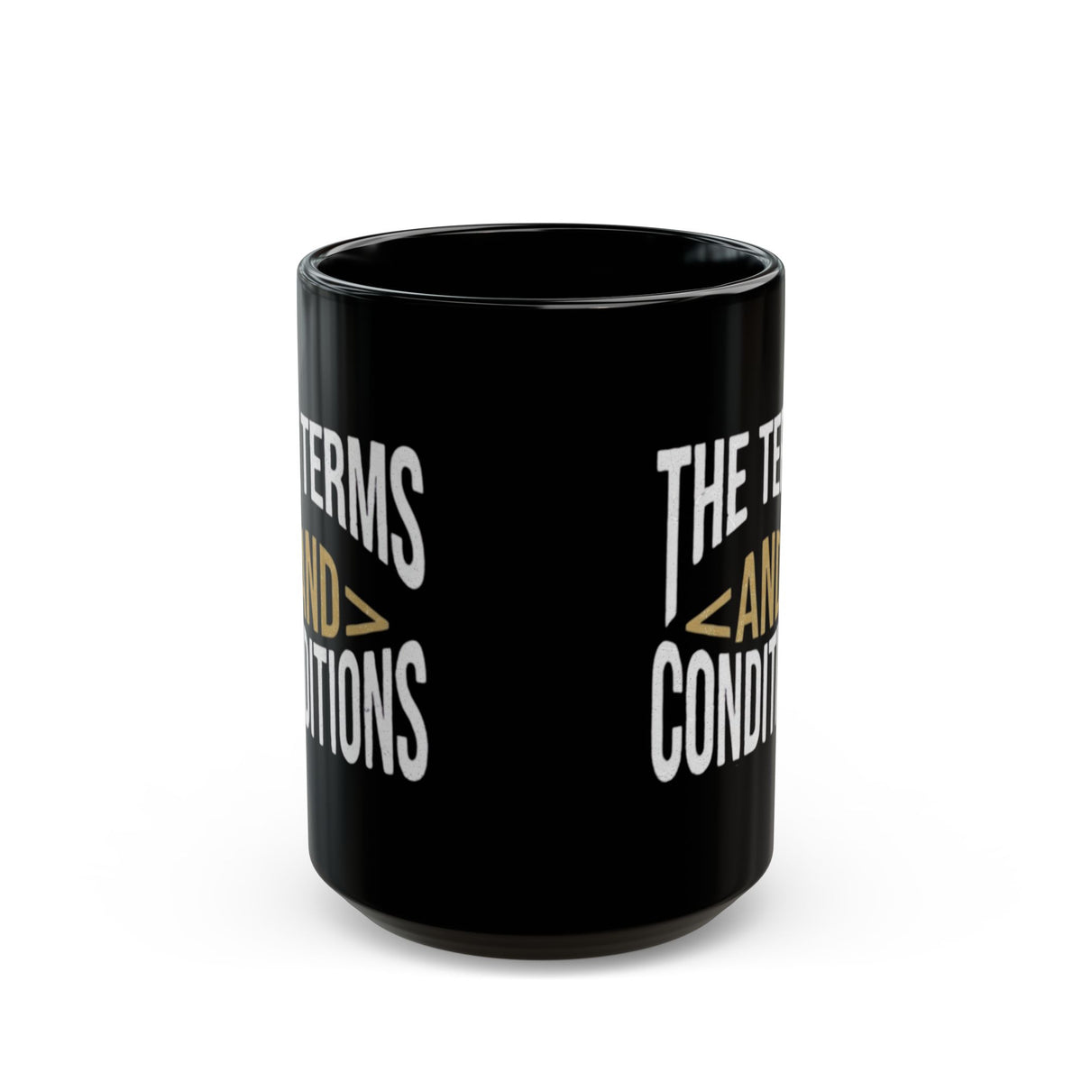 "Terms and Conditions" Black Ceramic Mug — Graphic