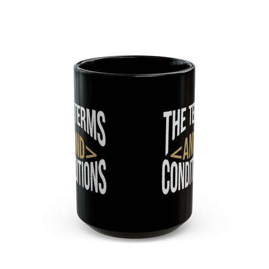 "Terms and Conditions" Black Ceramic Mug — Graphic