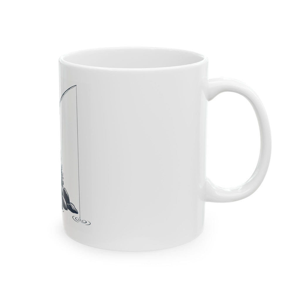 "Fishing" White Ceramic Mug