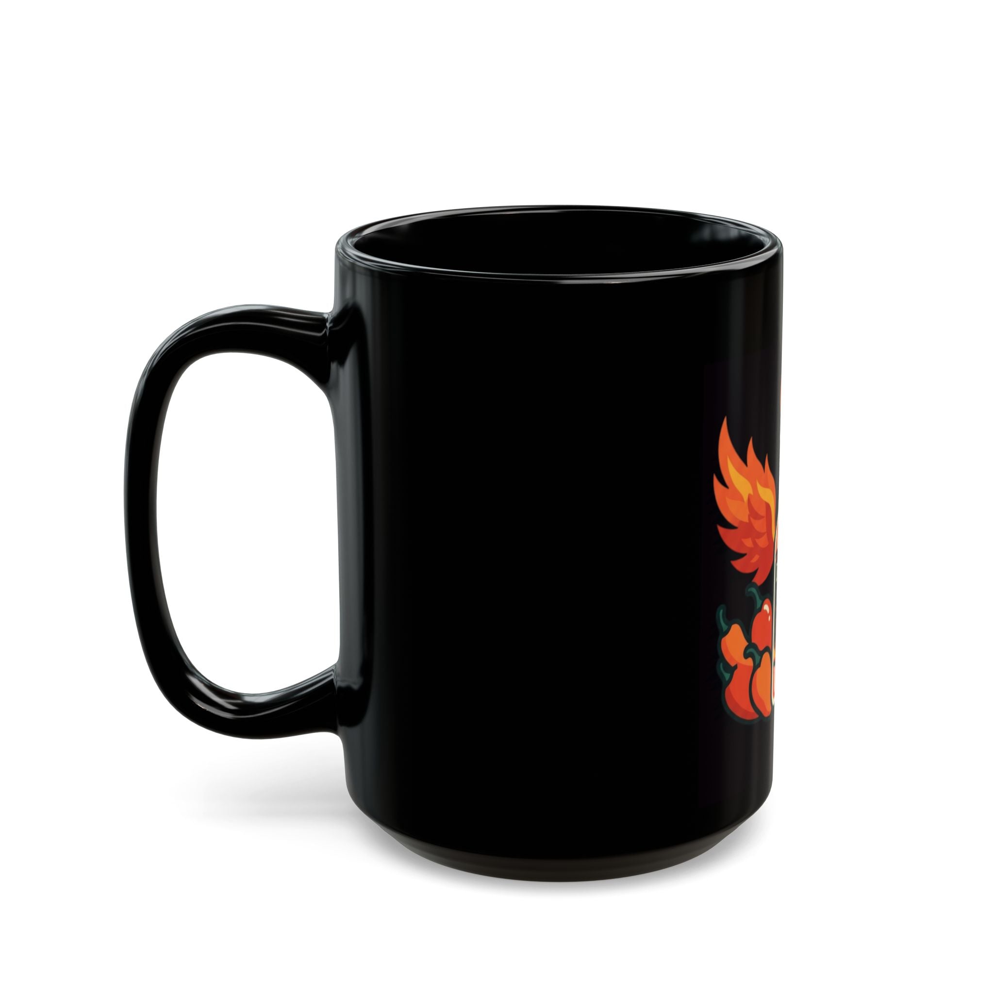 "Burns Coming Out" Black Ceramic Mug — Graphic