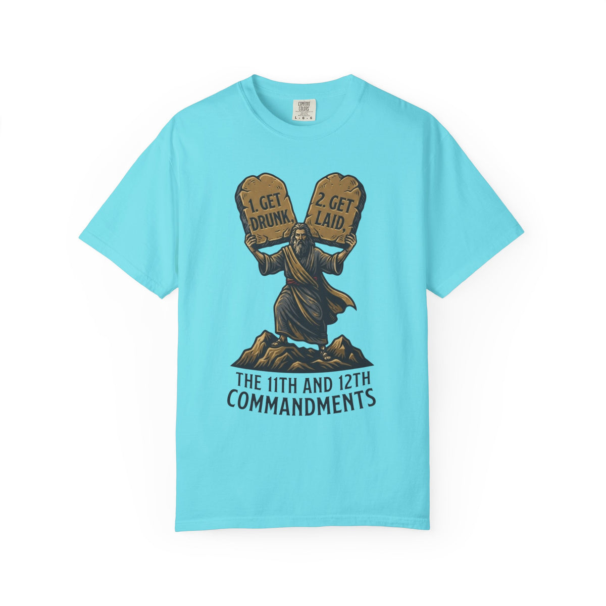Color: Lagoon Blue | 11th and 12th Commandment Unisex Garment-Dyed Tee