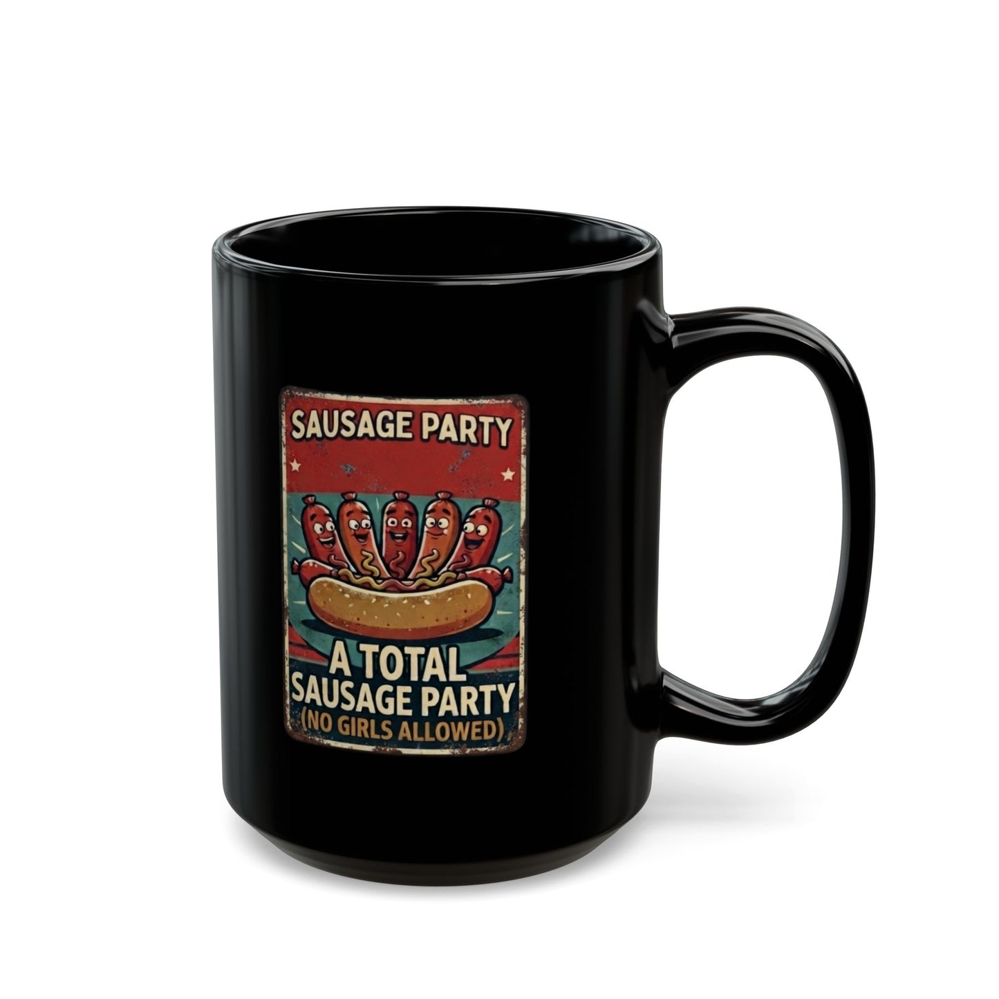 "Sausage Party" Black Ceramic Mug