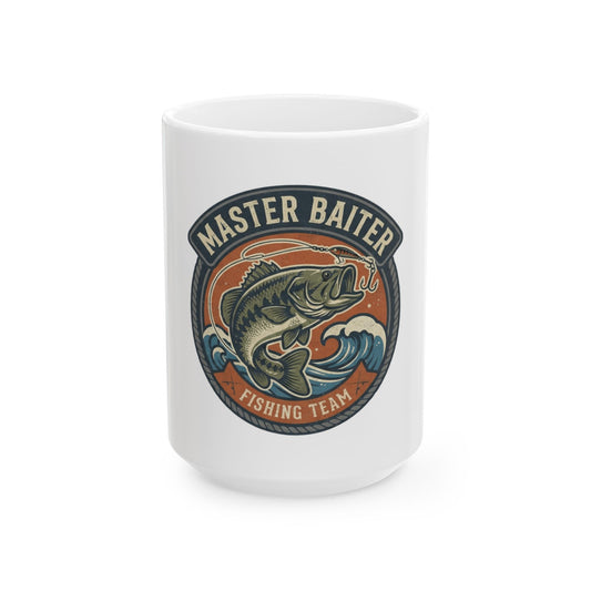 "Master Baiter" White Ceramic Mug — Graphic