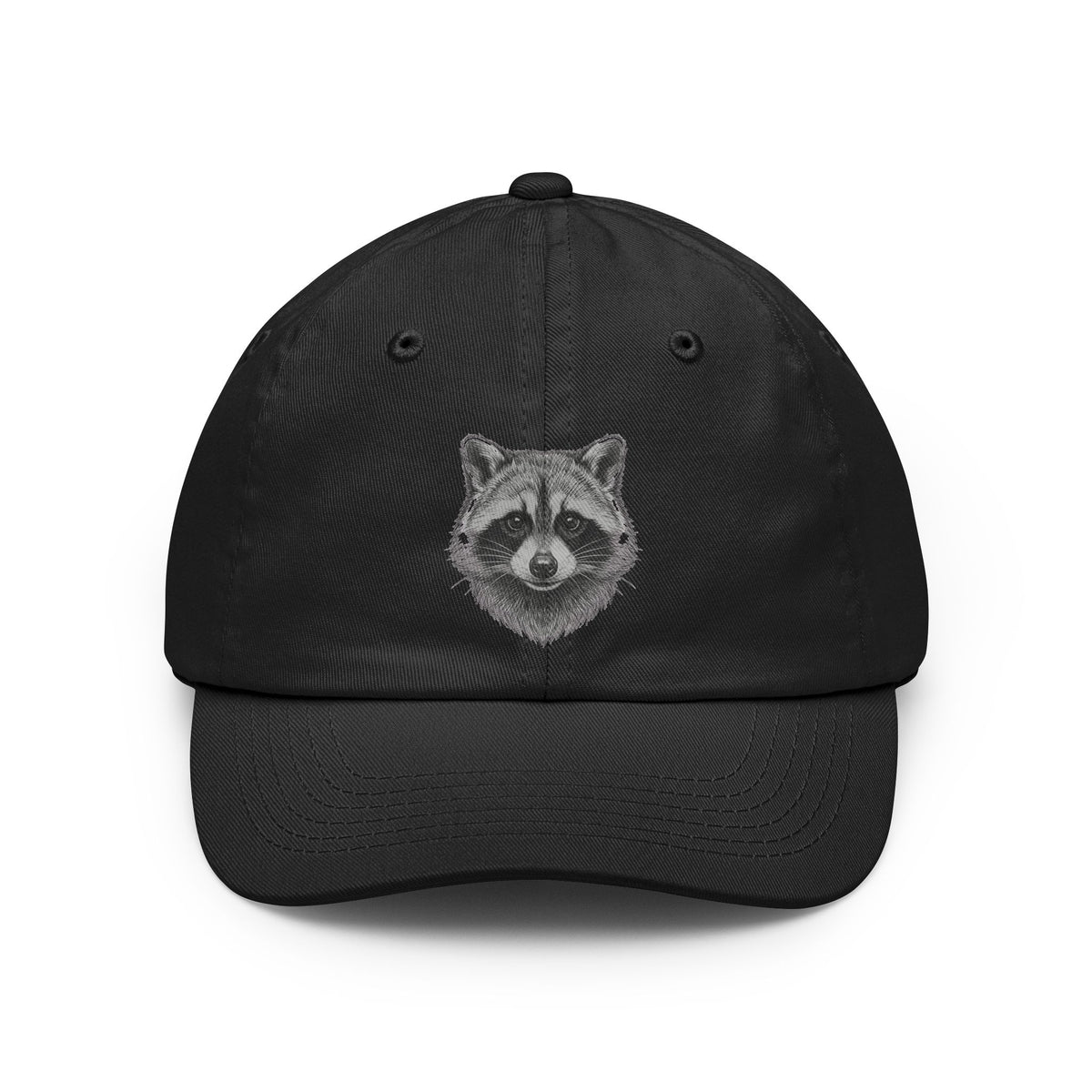 Color: Black | Pencil Sketch Art Raccoon Dad Hat — Graphic