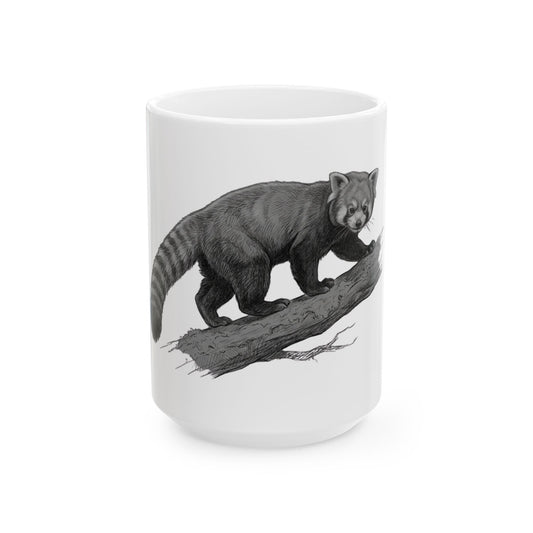 "Pencil Sketch Art Red Panda" White Ceramic Mug