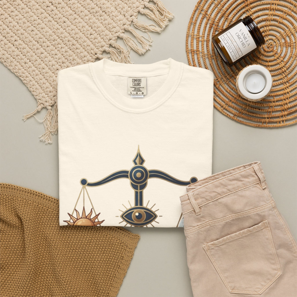 "Libra The Balanced Scales" Unisex Garment-Dyed Tee