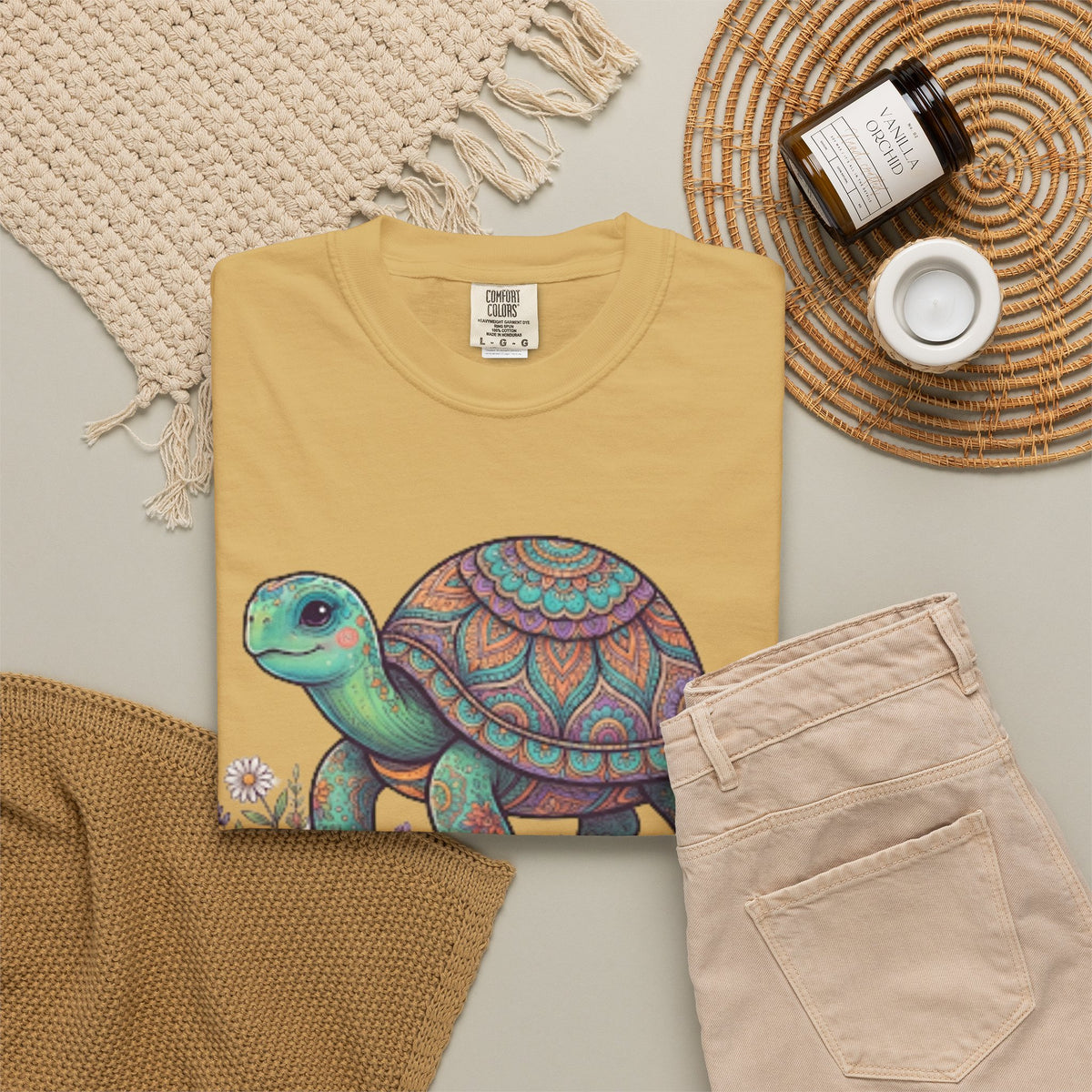 "Hippy Turtle" Unisex Garment-Dyed Tee
