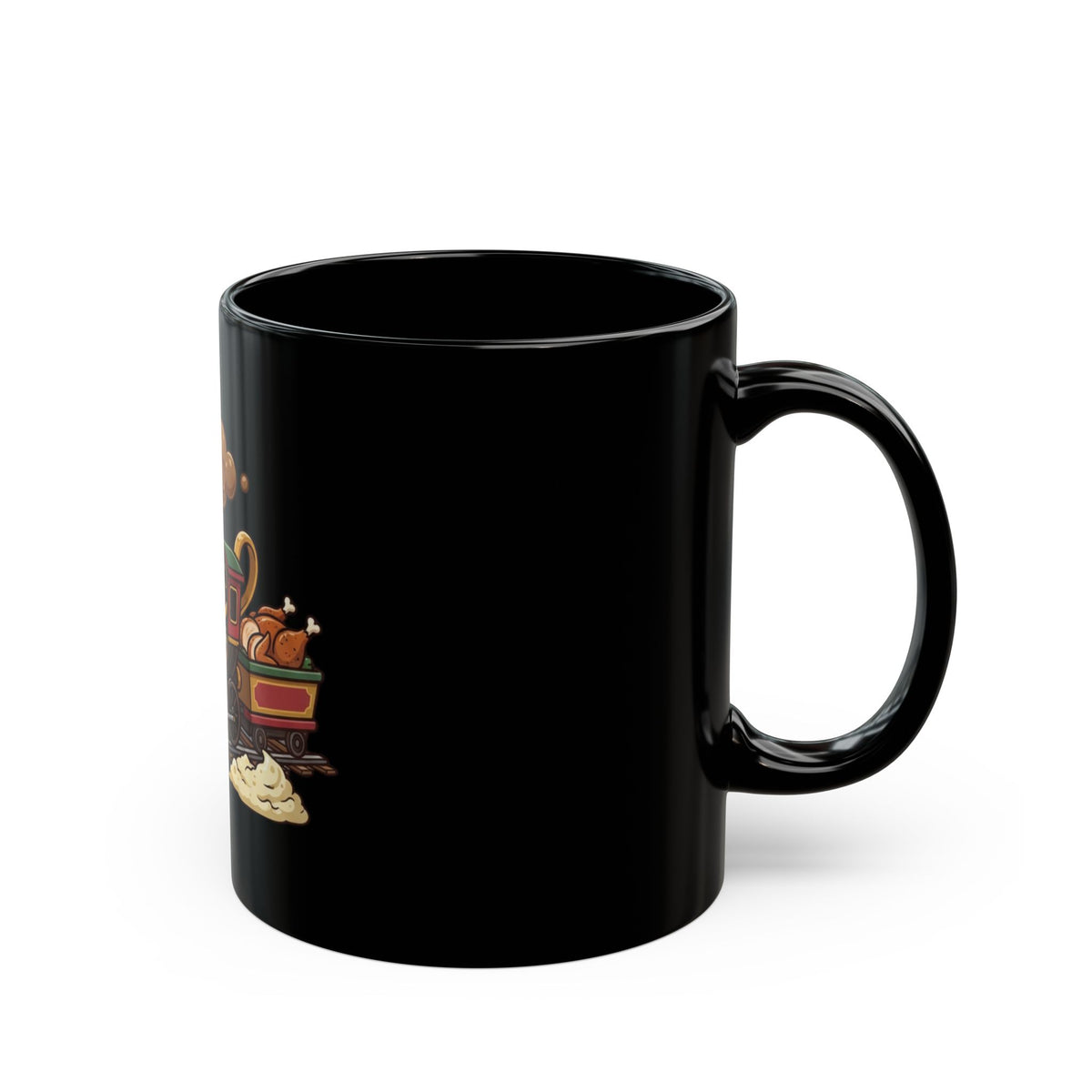"Next Stop Food Coma" Black Ceramic Mug — Graphic