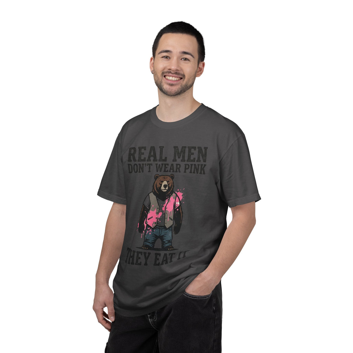Color: Graphite | Real Men Eat Pink Unisex Garment-Dyed Tee