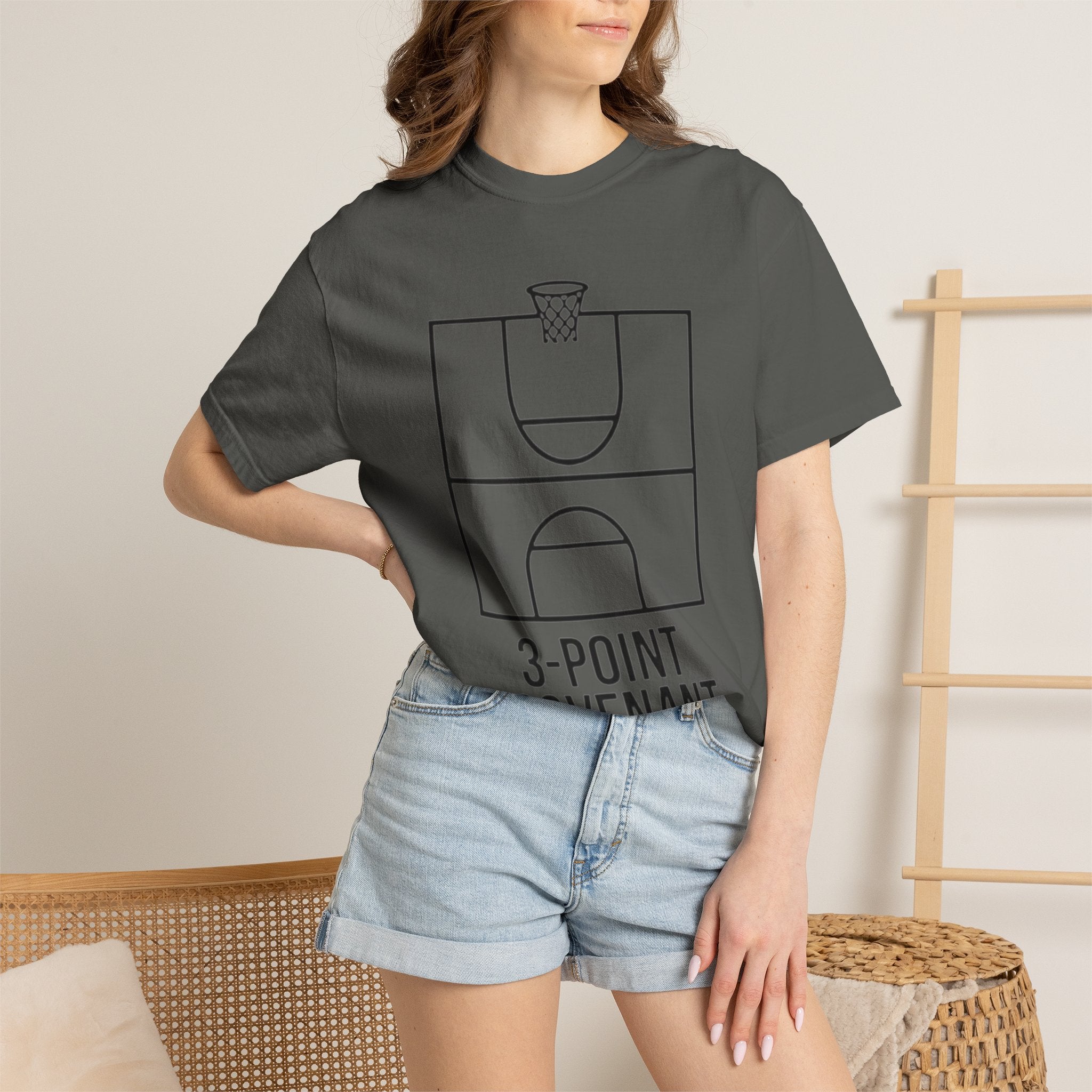 “3‑Point Covenant: Faith, Family, Free Throws" Unisex Garment-Dyed T-shirt