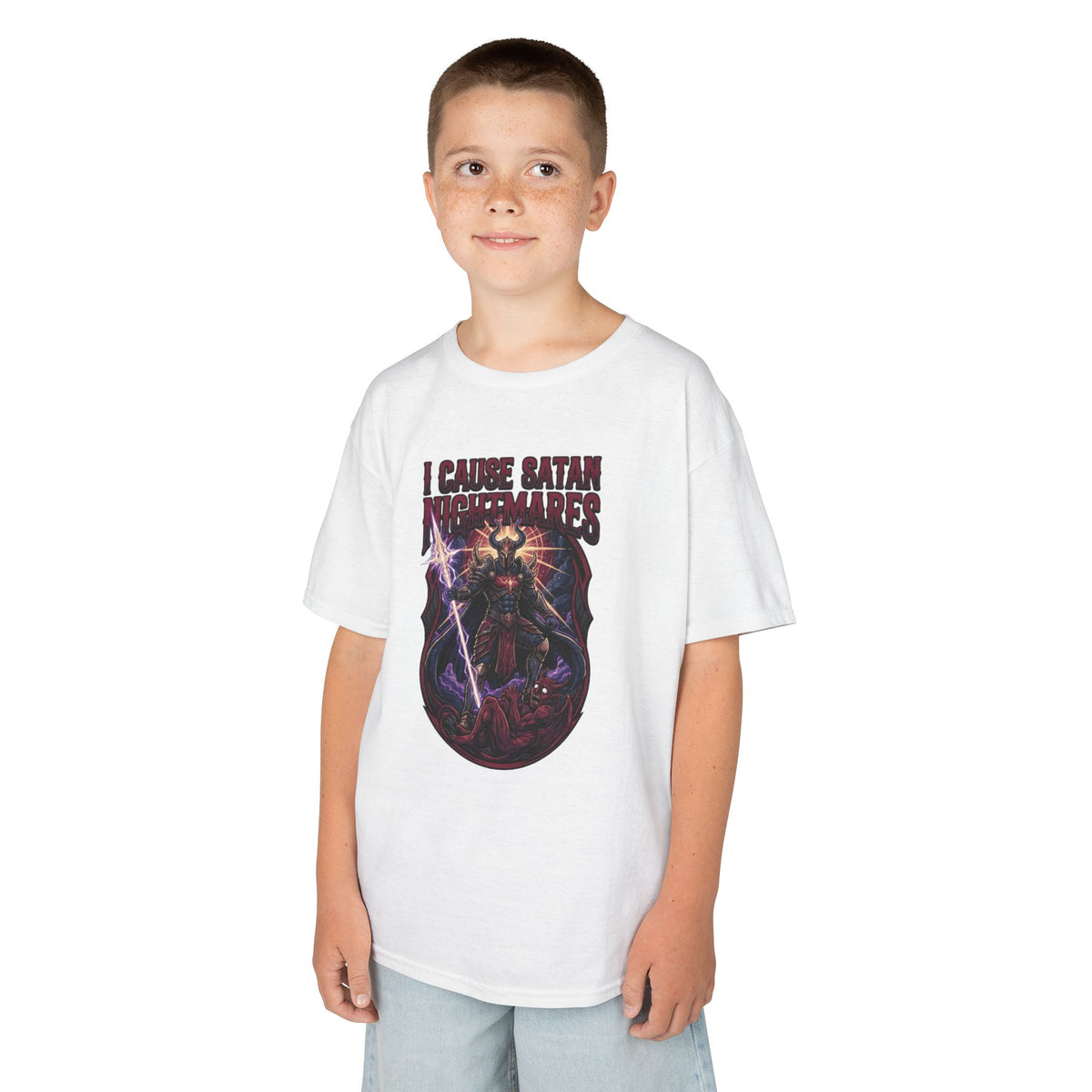 Color: White | I Cause Satan Nightmares Kids Tee