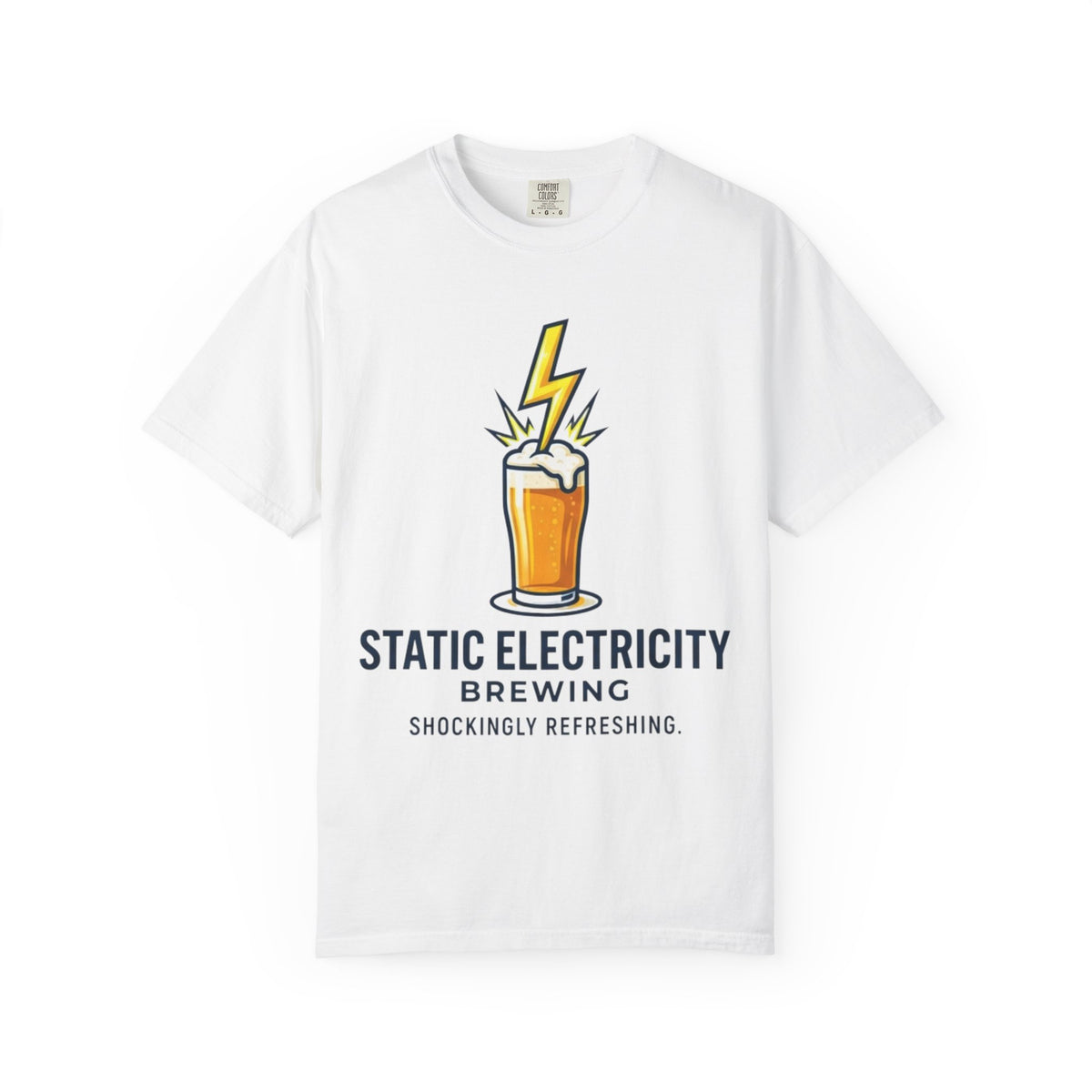 Color: White | Static Electricity Brewing Unisex Garment-Dyed Tee