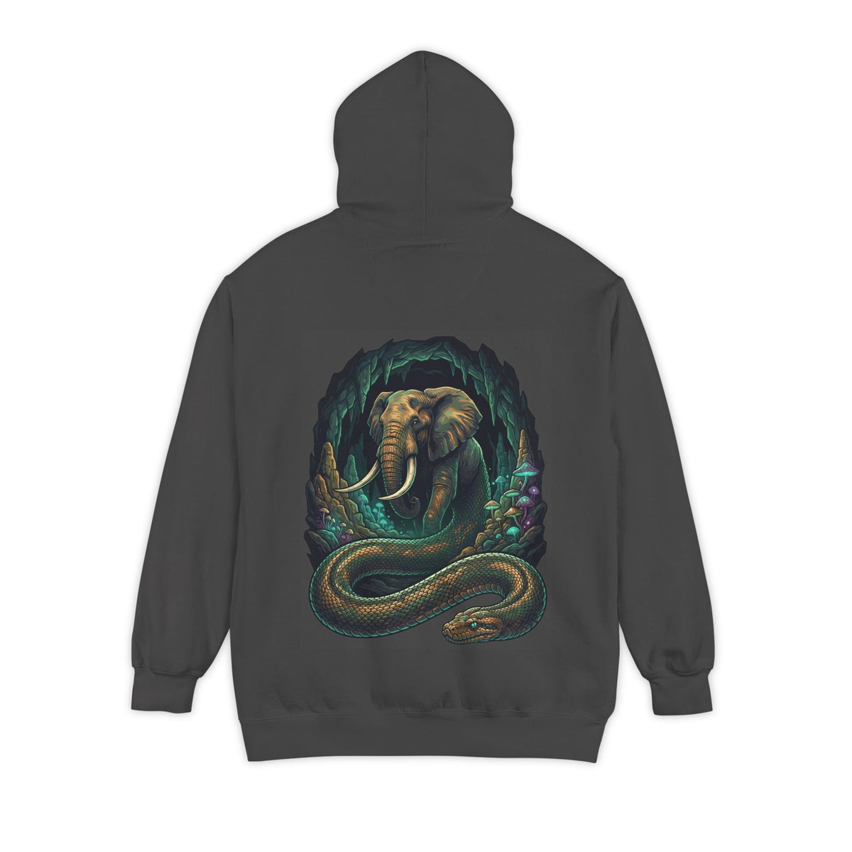 Color: Pepper | Grootslang (South African Mythology) Garment-Dyed Hoodie