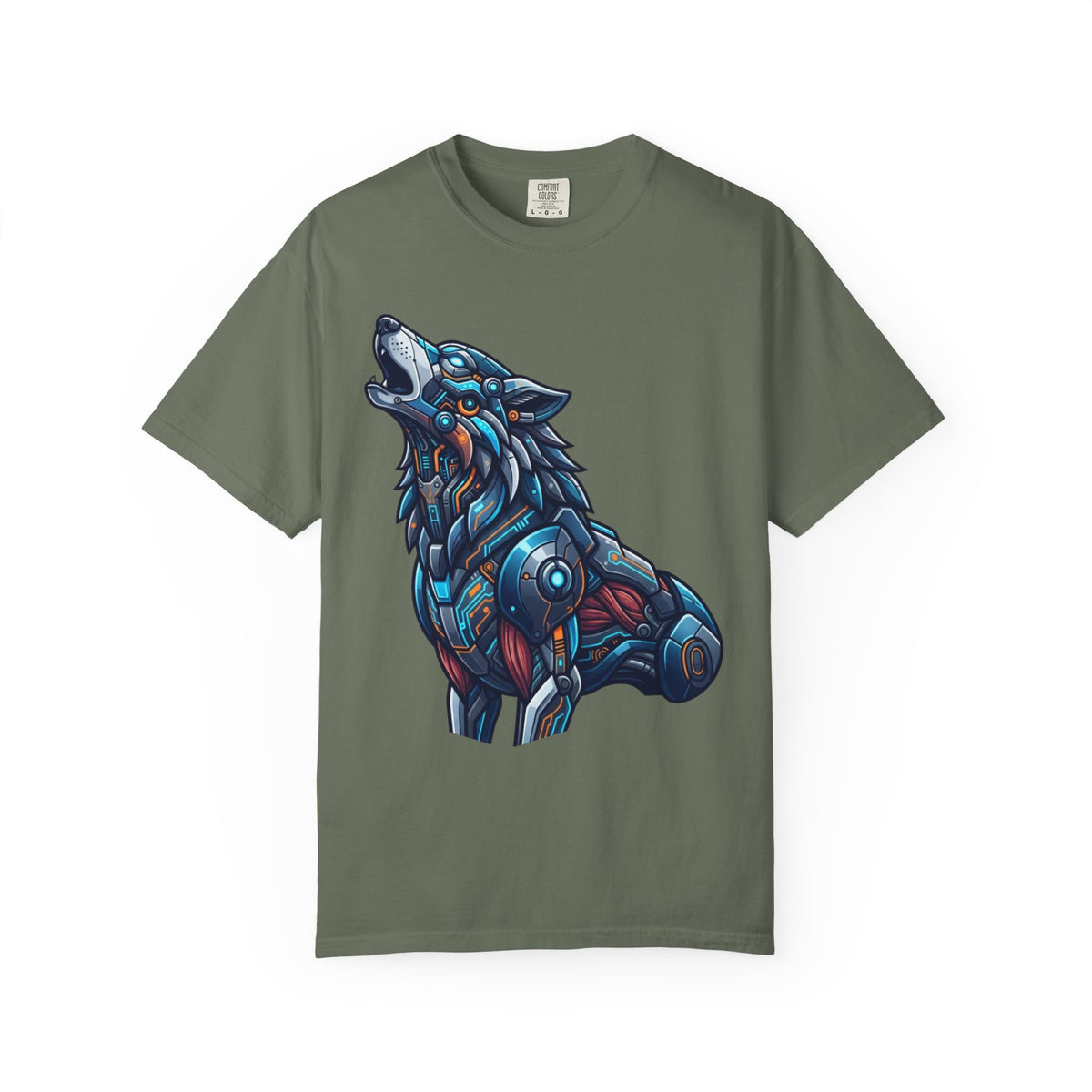 Color: Moss | Cyber Wolf Unisex Garment-Dyed Tee
