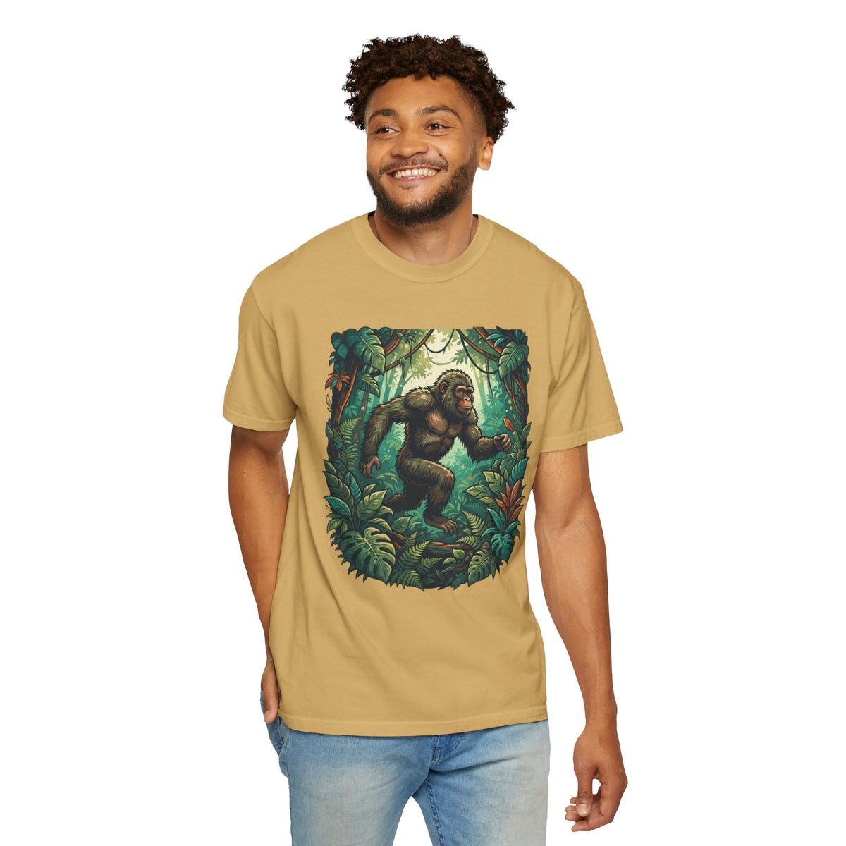 Color: Mustard | The Bukit Timah Monkey Man (Singapore) Unisex Garment-Dyed Tee