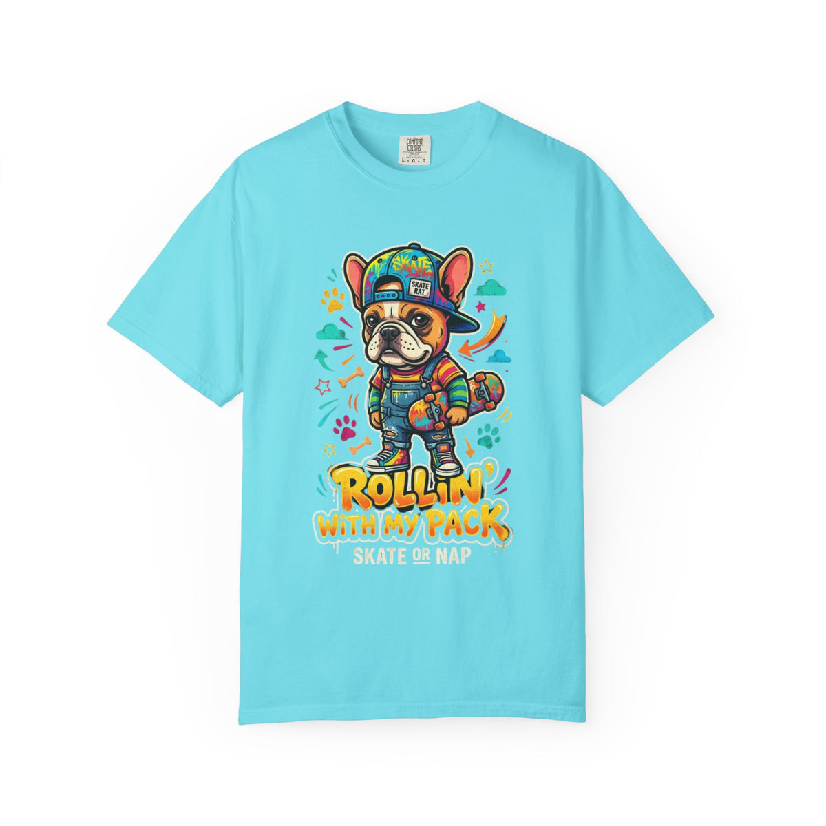Color: Lagoon Blue | Rollin With My Pack Unisex Garment-Dyed Tee