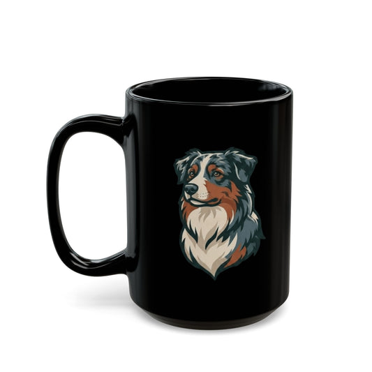 "Australian Sheperd" Black Ceramic Mug — Graphic