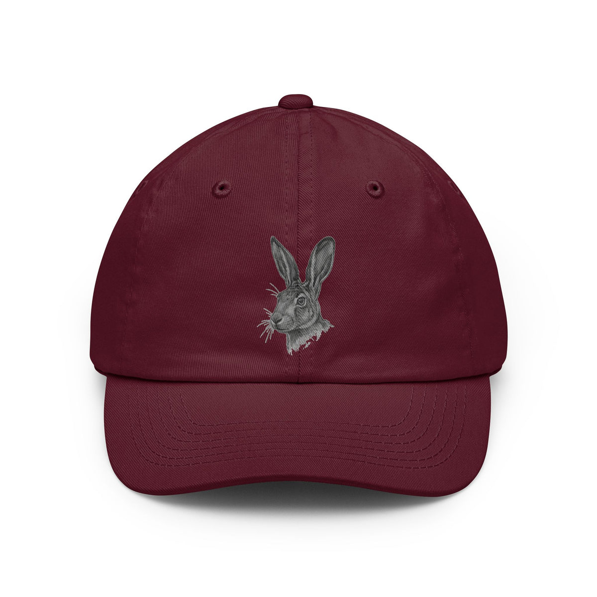 Color: Maroon | Pencil Sketch Art Jack Rabbit Dad Hat — Graphic