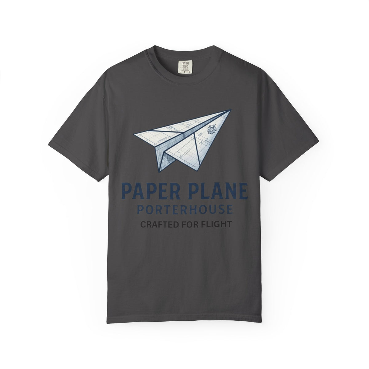 Color: Graphite | Paper Plane Porterhouse Unisex Garment-Dyed Tee