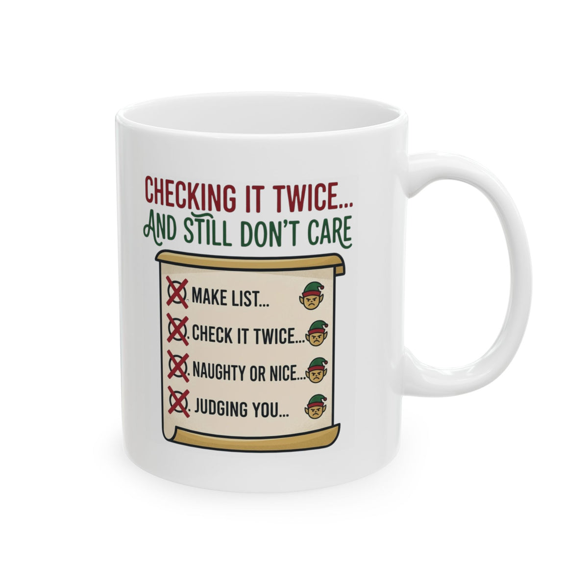 "Checking It Twice" White Ceramic Mug