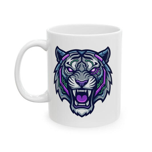 "Cyber Tiger" White Ceramic Mug — Graphic