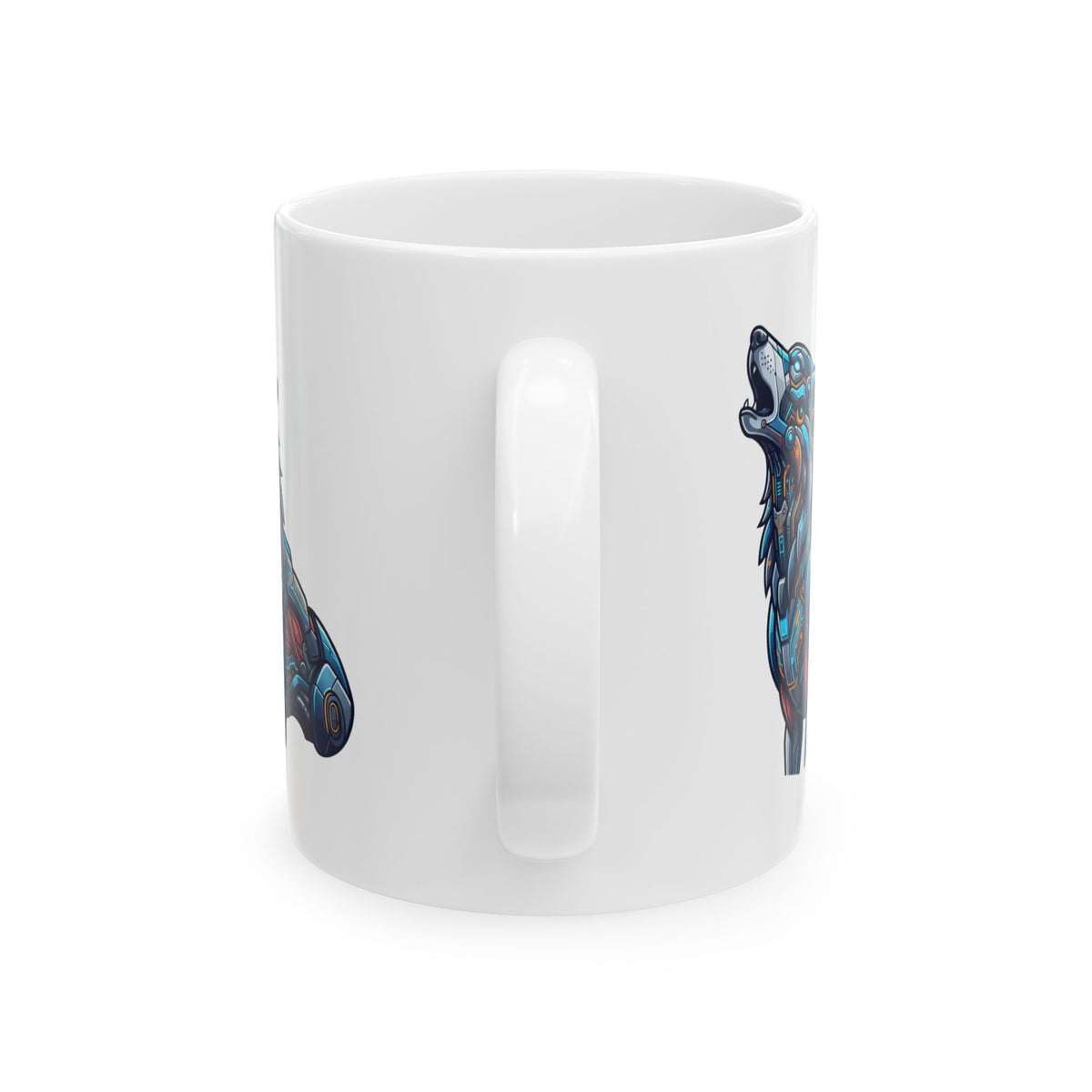"Cyber Wolf" White Ceramic Mug
