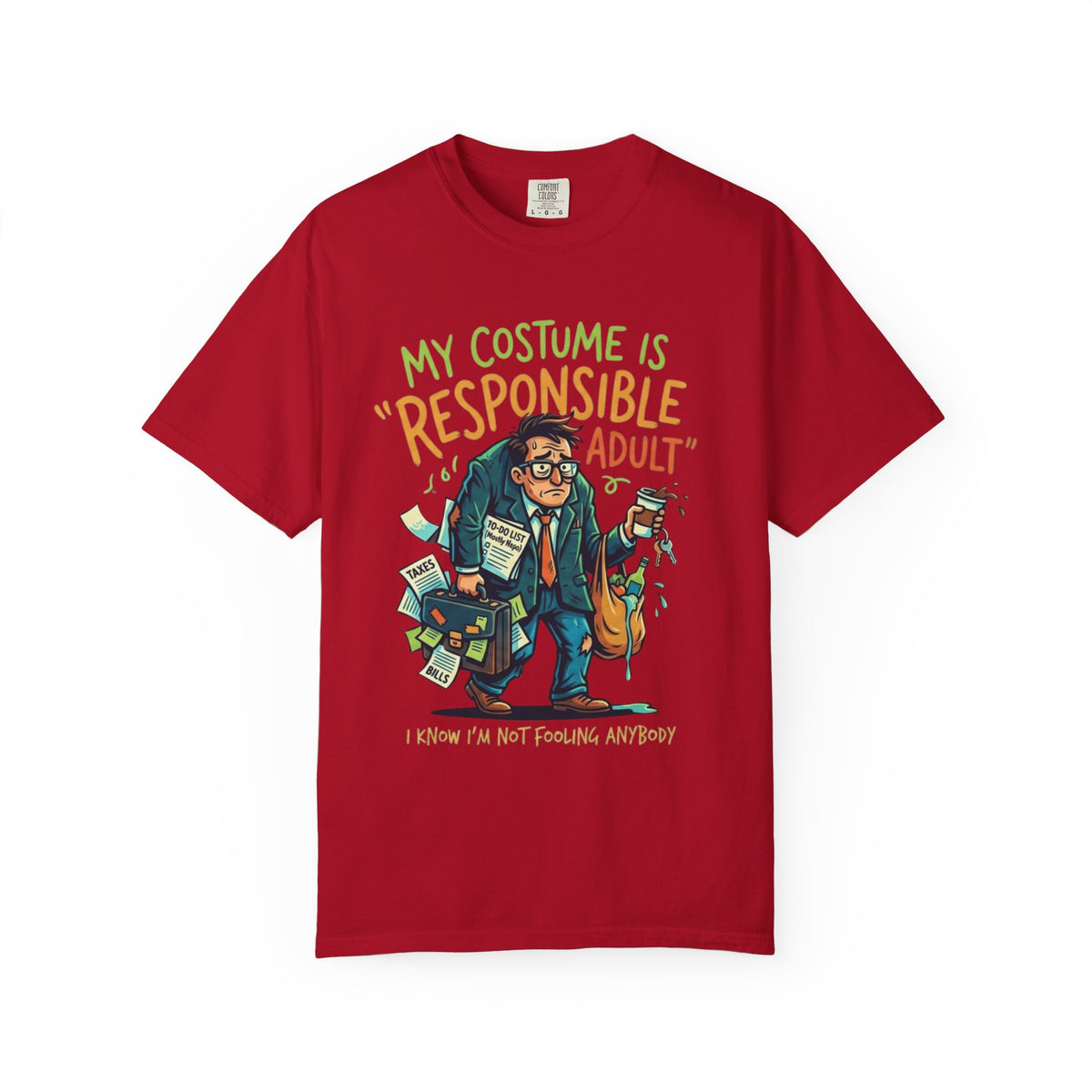 Color: Red | Responsible Adult Costume Unisex Garment-Dyed Tee