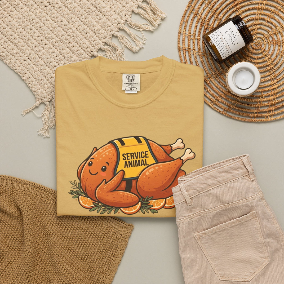 "Emotional Support Turkey" Unisex Garment-Dyed Tee