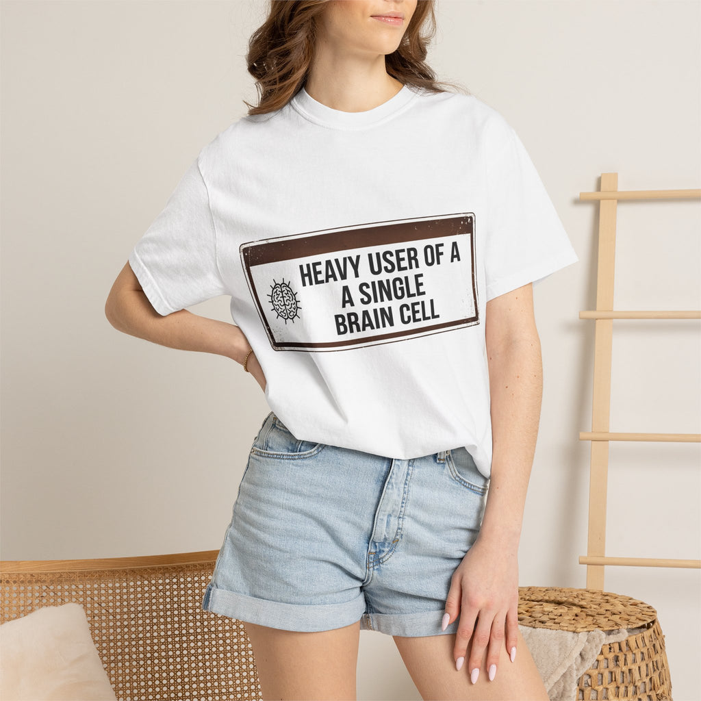 “Heavy User of a Single Brain Cell” Unisex Garment-Dyed T-shirt